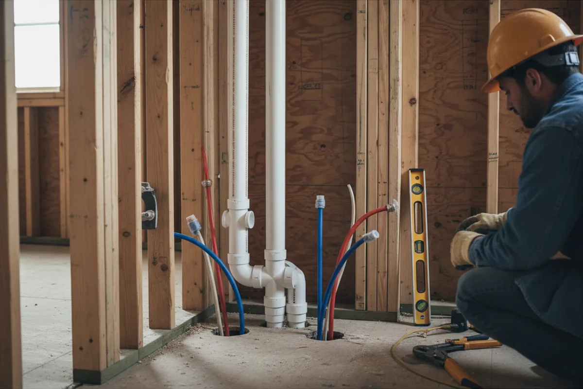 Drain and supply rough-in during Toilet Repair and Installation in Le Grand